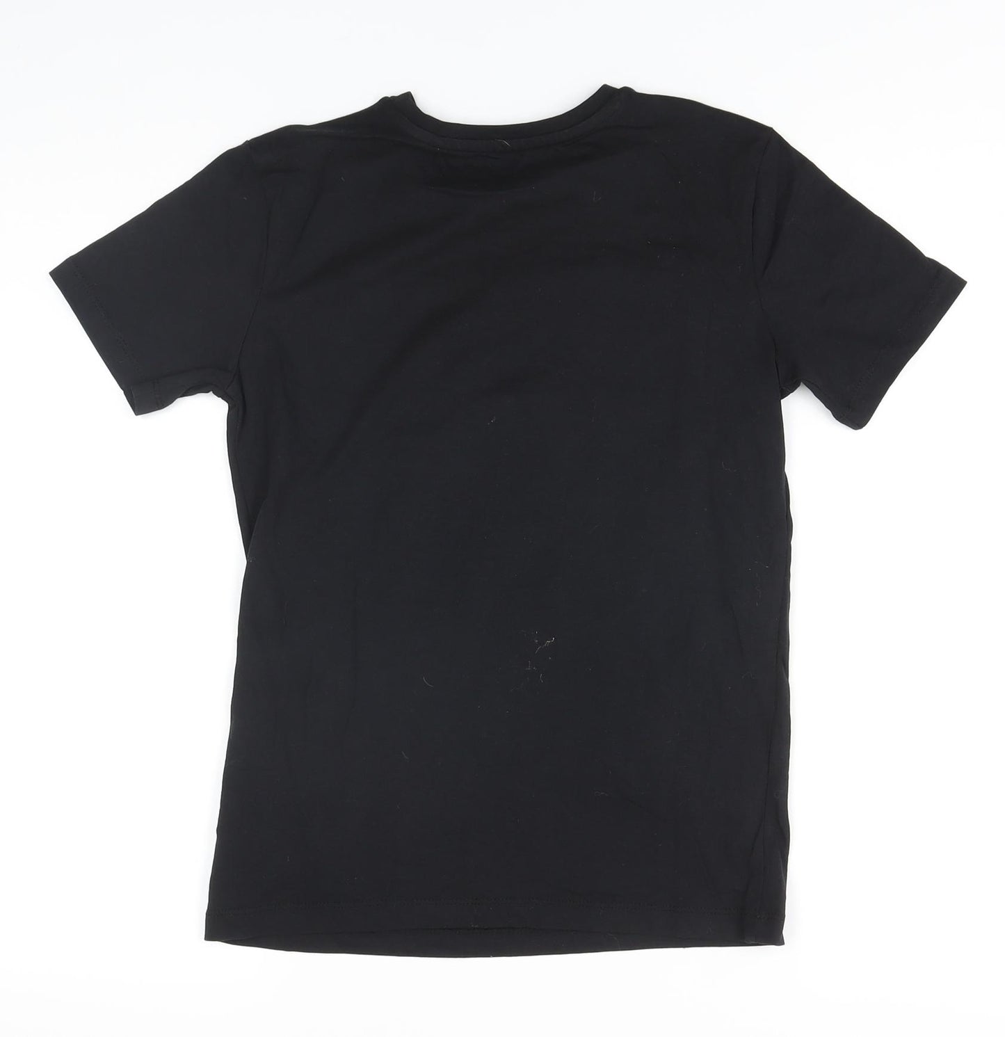 NEXT Boys Black Cotton Basic T-Shirt Size 10 Years Round Neck Pullover - MINECRAFT Sequin Detail