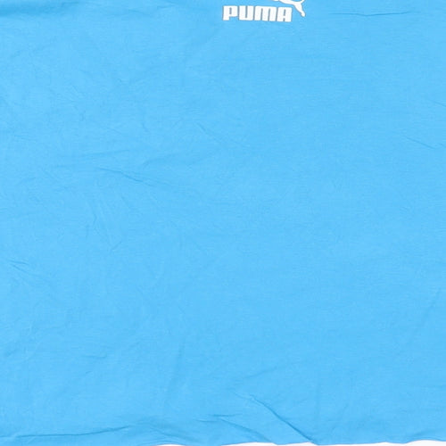 PUMA Womens Blue Cotton Basic T-Shirt Size XL Round Neck - cropped