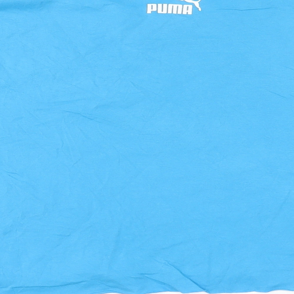 PUMA Womens Blue Cotton Basic T-Shirt Size XL Round Neck - cropped