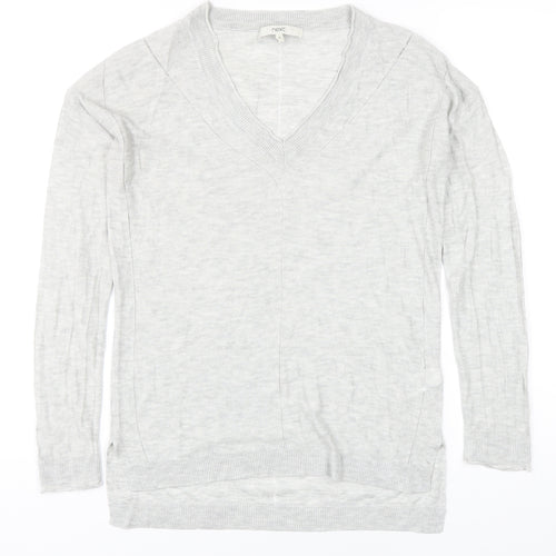 NEXT Womens Grey V-Neck Viscose Pullover Jumper Size 10