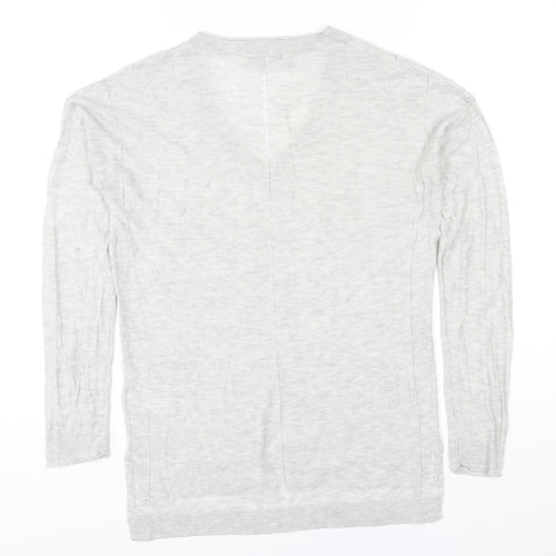 NEXT Womens Grey V-Neck Viscose Pullover Jumper Size 10