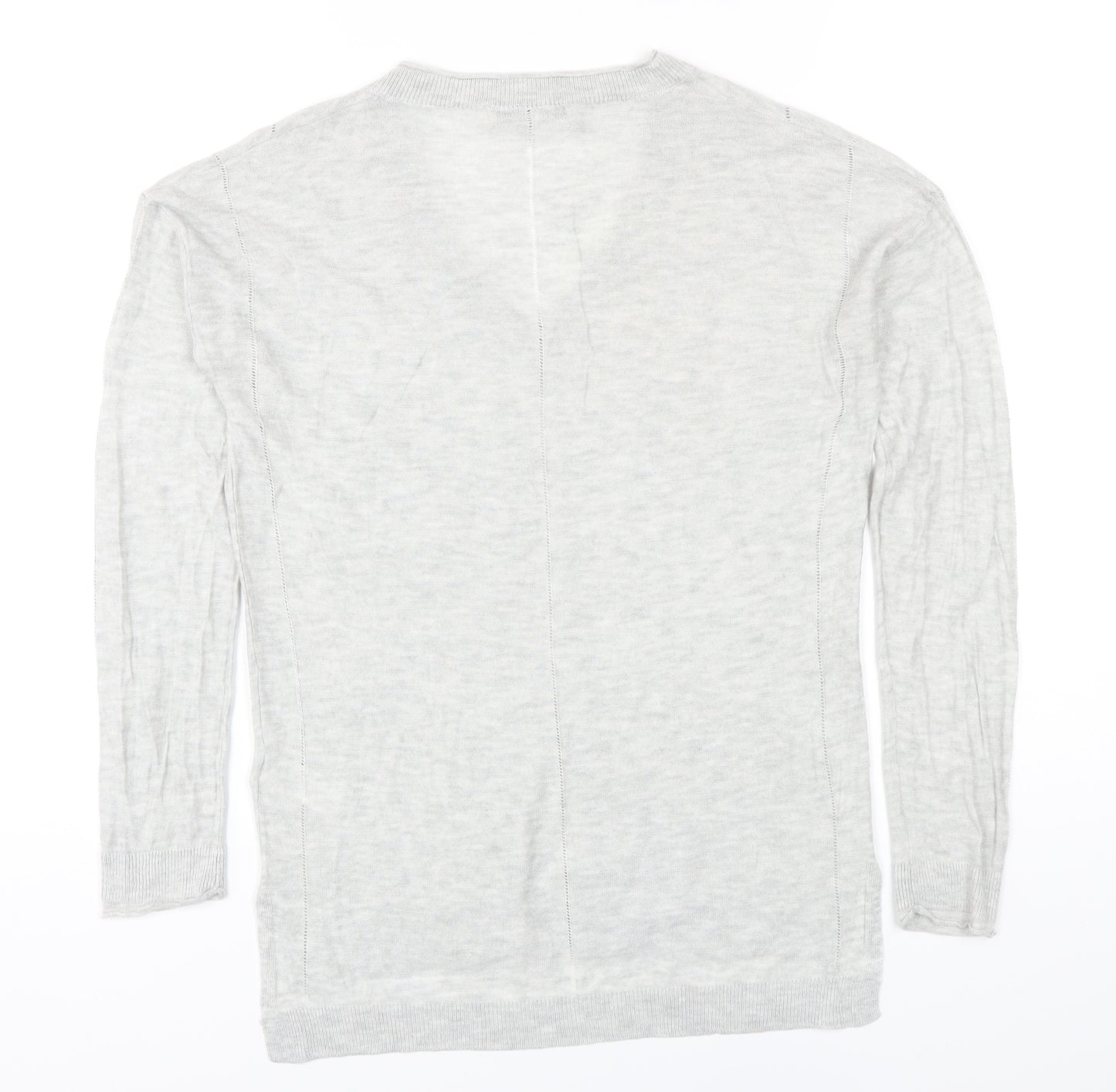 NEXT Womens Grey V-Neck Viscose Pullover Jumper Size 10