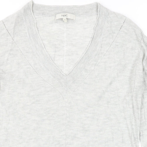 NEXT Womens Grey V-Neck Viscose Pullover Jumper Size 10