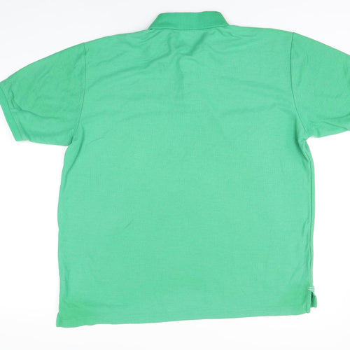 Slazenger Mens Green Cotton Polo Size L Collared Pullover