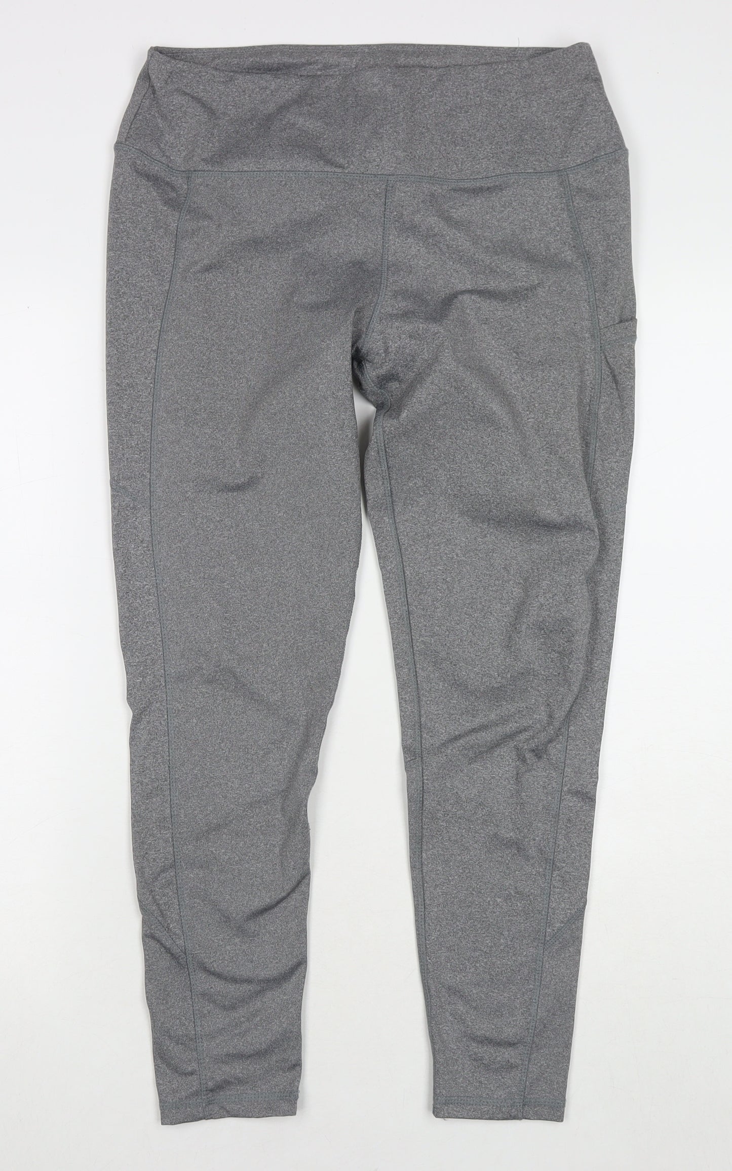 Workout Womens Grey Polyester Pedal Pusher Leggings Size 12 L26 in Regular - Size 12-14
