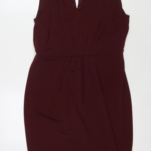 Marks and Spencer Womens Brown Polyester A-Line Size 14 V-Neck Pullover