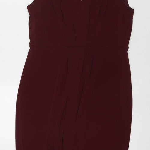 Marks and Spencer Womens Brown Polyester A-Line Size 14 V-Neck Pullover