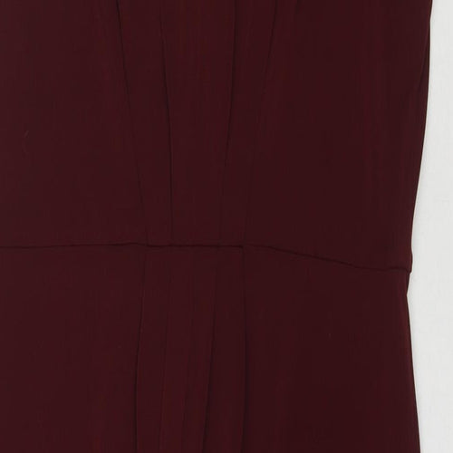 Marks and Spencer Womens Brown Polyester A-Line Size 14 V-Neck Pullover