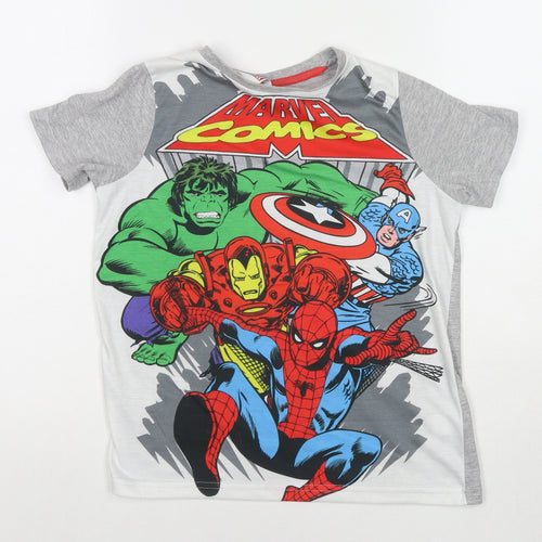 Marvel Boys Multicoloured Cotton Basic T-Shirt Size 9-10 Years Round Neck Pullover - Marvel Avengers Heroes