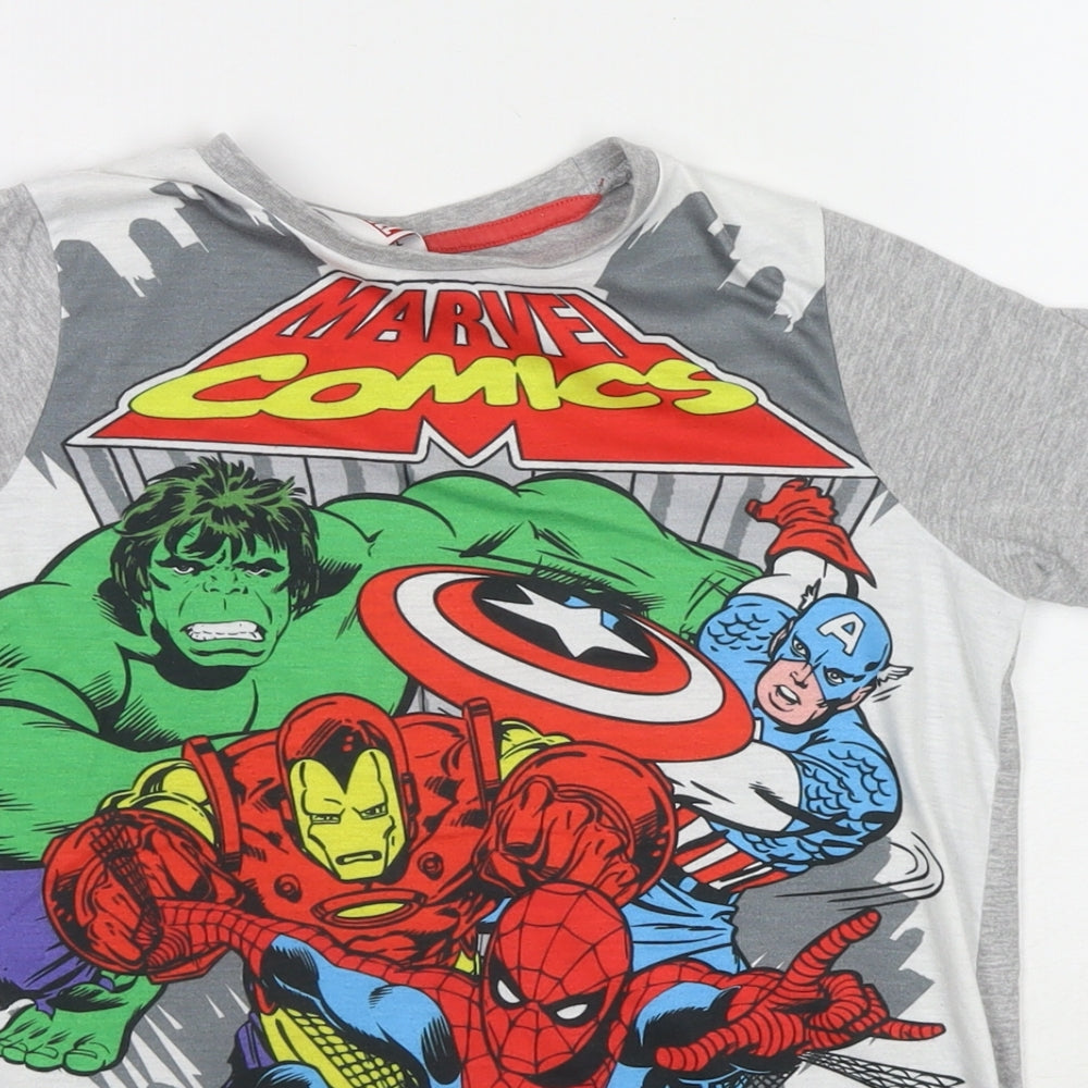 Marvel Boys Multicoloured Cotton Basic T-Shirt Size 9-10 Years Round Neck Pullover - Marvel Avengers Heroes