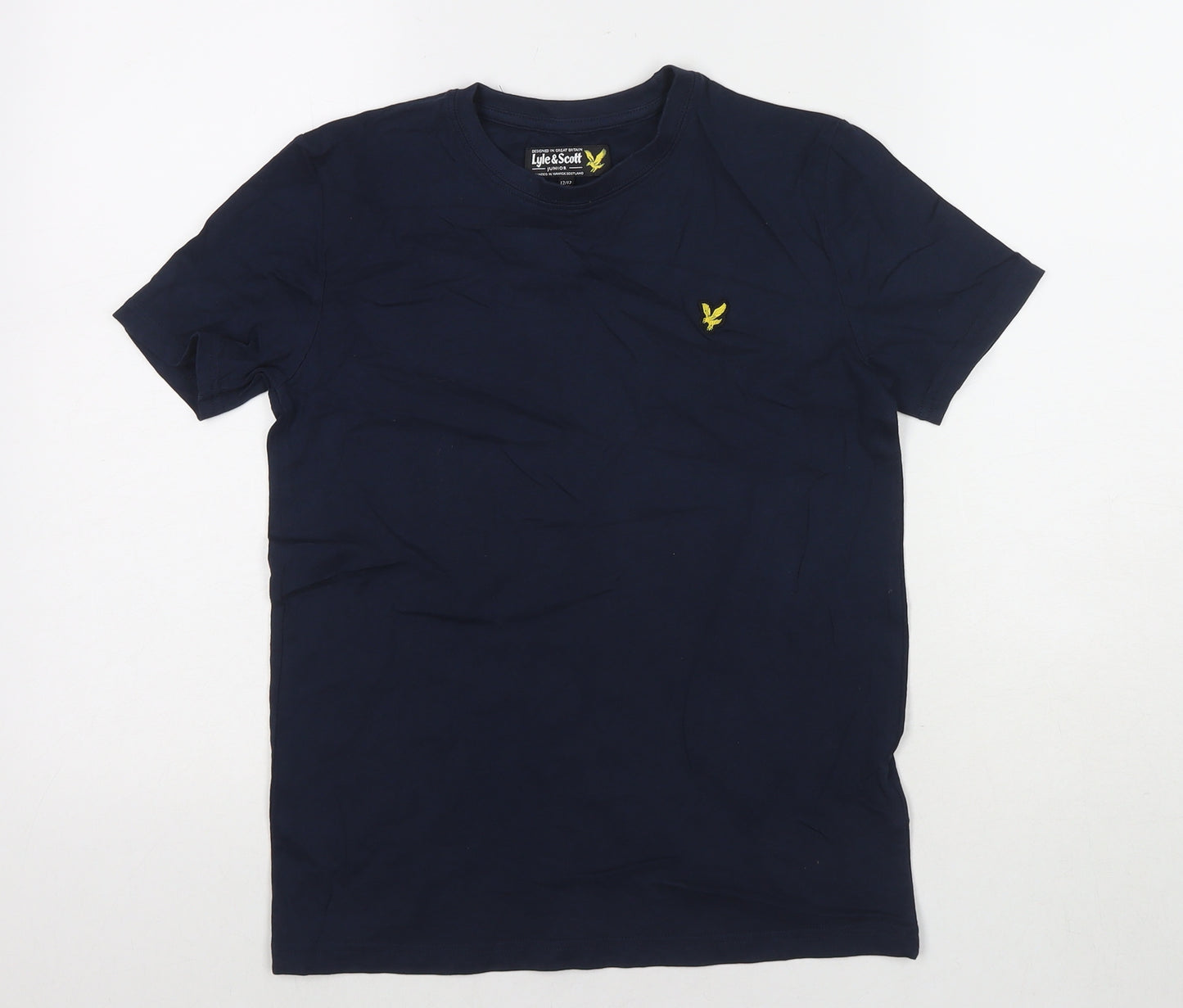 Lyle & Scott Boys Blue Cotton Basic T-Shirt Size 12-13 Years Round Neck Pullover