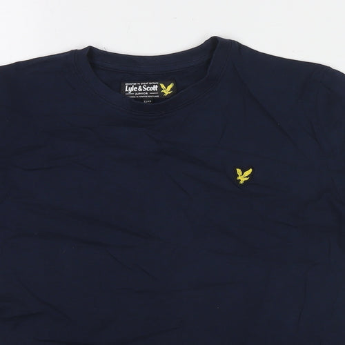 Lyle & Scott Boys Blue Cotton Basic T-Shirt Size 12-13 Years Round Neck Pullover