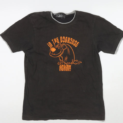 Red Herring Mens Brown Cotton T-Shirt Size S Round Neck - Muttley In The Doghouse Again