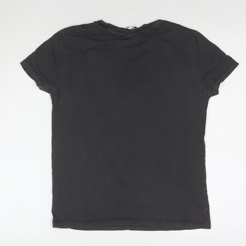 Disney Womens Brown Cotton Basic T-Shirt Size XS Round Neck - Mickey Mouse