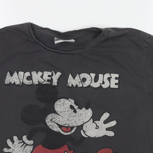 Disney Womens Brown Cotton Basic T-Shirt Size XS Round Neck - Mickey Mouse