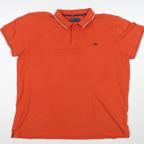 Easy Mens Orange Cotton Polo Size 2XL Collared Pullover