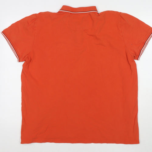 Easy Mens Orange Cotton Polo Size 2XL Collared Pullover