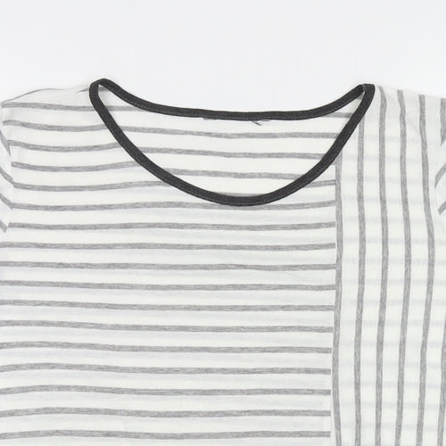 Dorothy Perkins Womens White Striped Polyester Basic T-Shirt Size 16 Round Neck