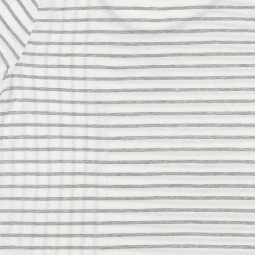 Dorothy Perkins Womens White Striped Polyester Basic T-Shirt Size 16 Round Neck