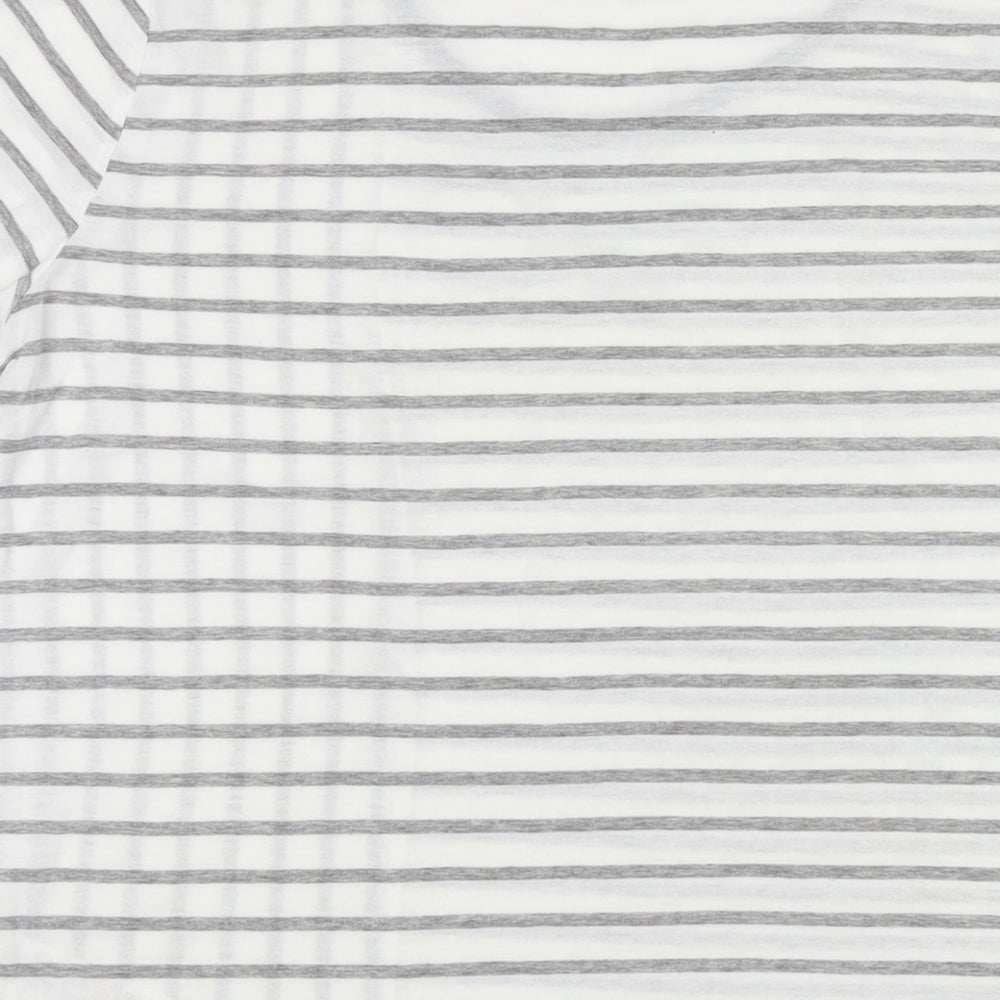 Dorothy Perkins Womens White Striped Polyester Basic T-Shirt Size 16 Round Neck
