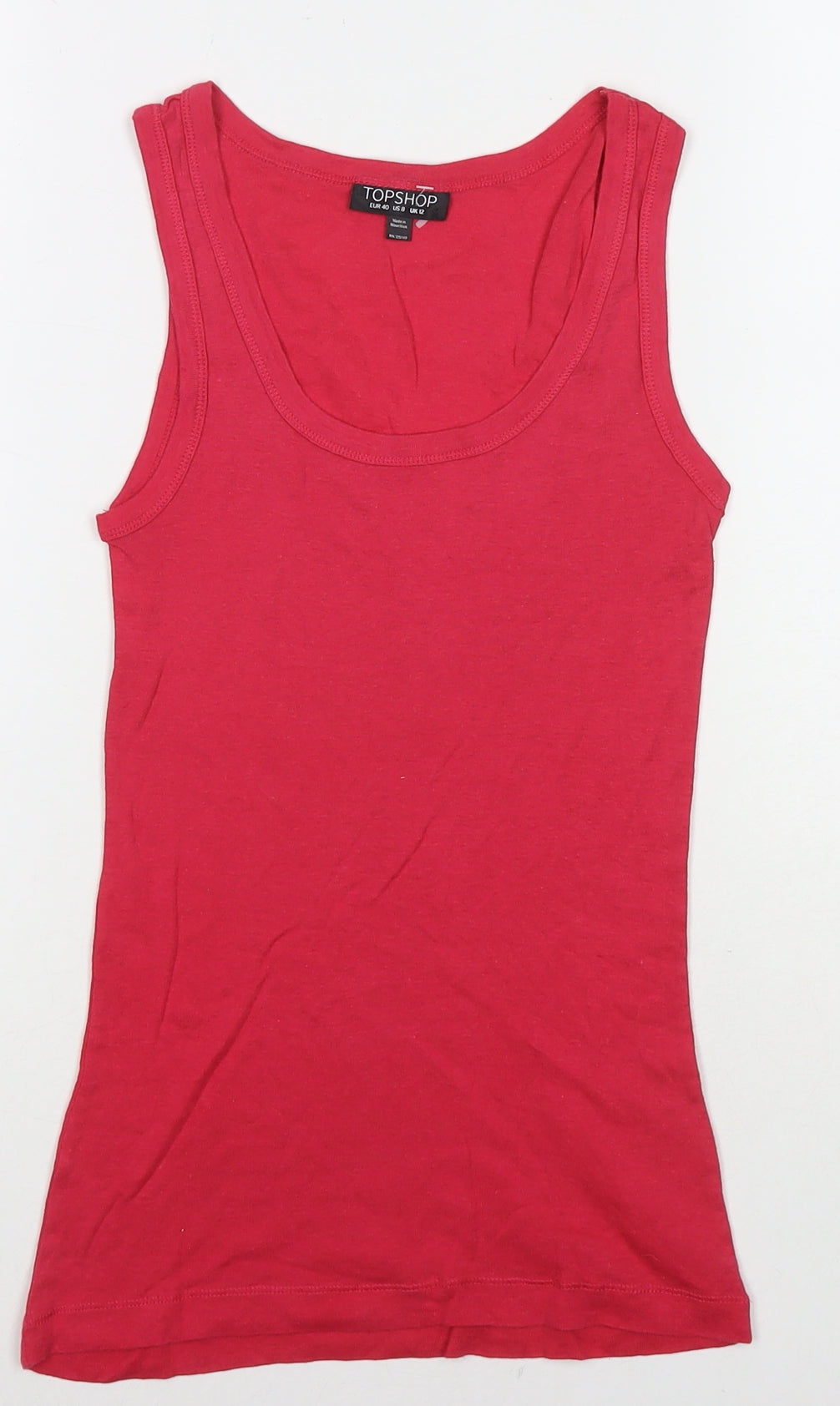 Topshop Womens Blue Cotton Basic Tank Size 12 Round Neck