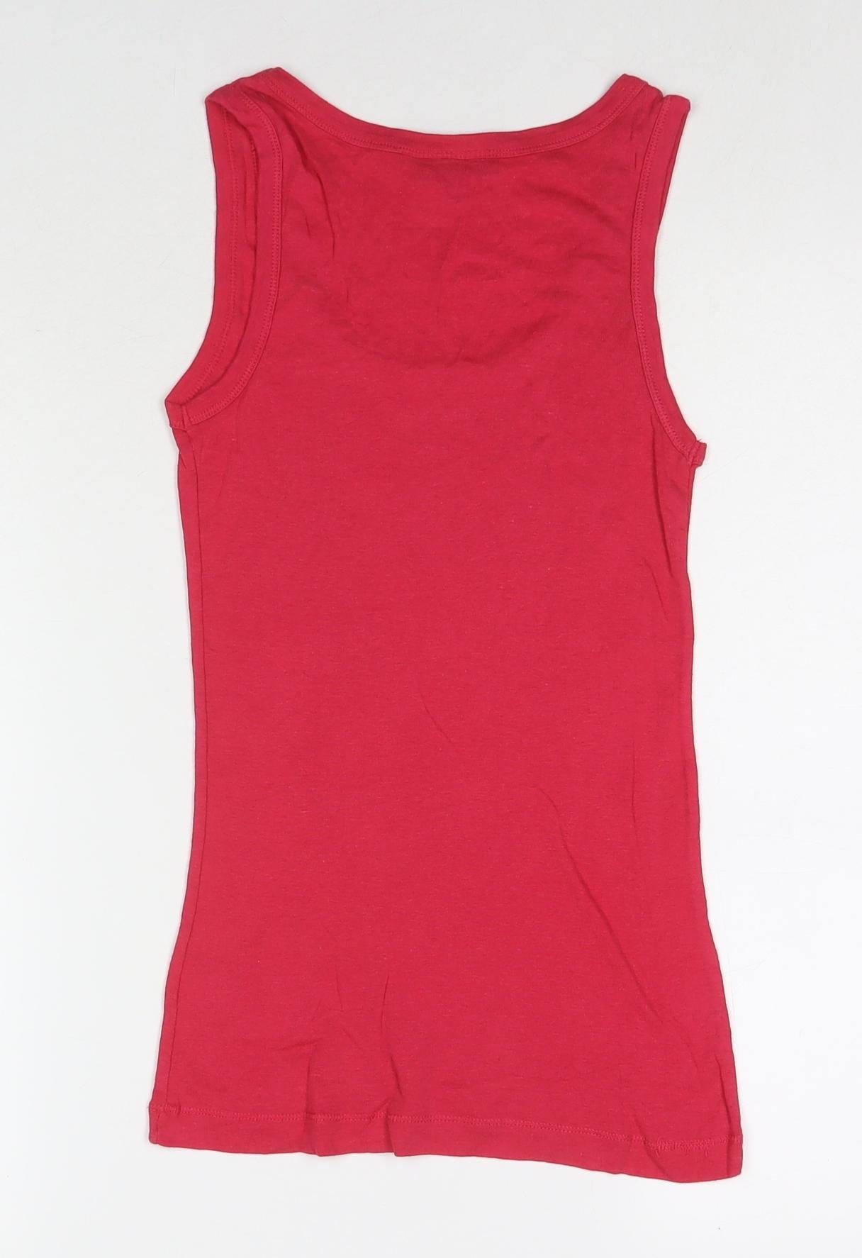Topshop Womens Blue Cotton Basic Tank Size 12 Round Neck