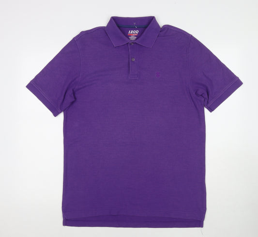 IZOD Mens Purple Polyester Polo Size M Collared Pullover