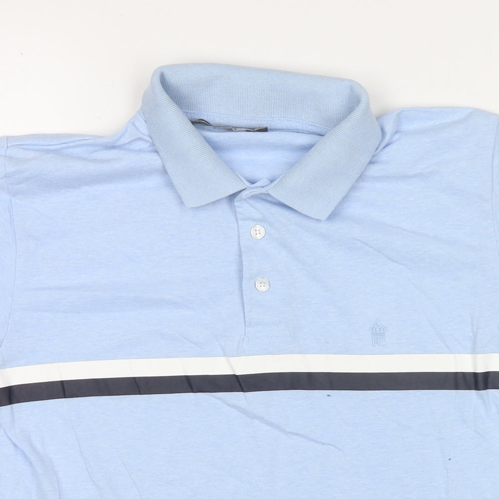 French Connection Mens Blue Cotton Polo Size M Collared