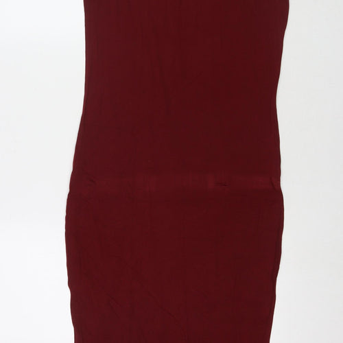 Boohoo Womens Red Viscose T-Shirt Dress Size 12 Round Neck Pullover