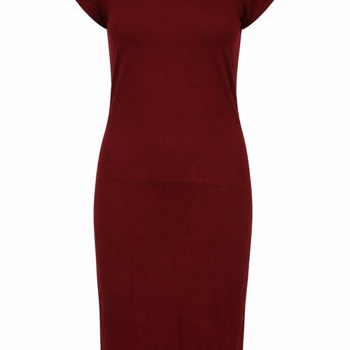 Boohoo Womens Red Viscose T-Shirt Dress Size 12 Round Neck Pullover