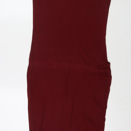 Boohoo Womens Red Viscose T-Shirt Dress Size 12 Round Neck Pullover