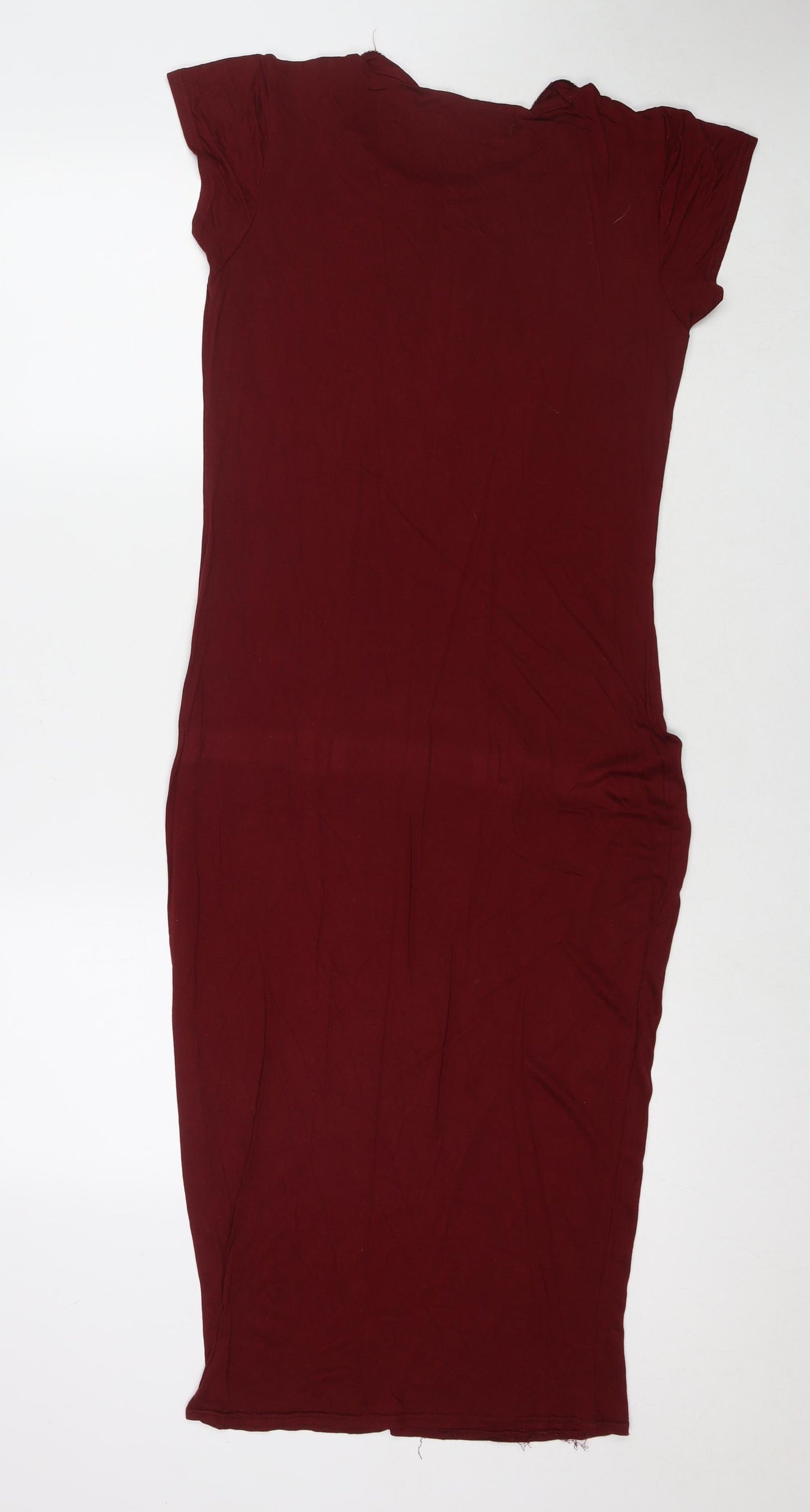Boohoo Womens Red Viscose T-Shirt Dress Size 12 Round Neck Pullover