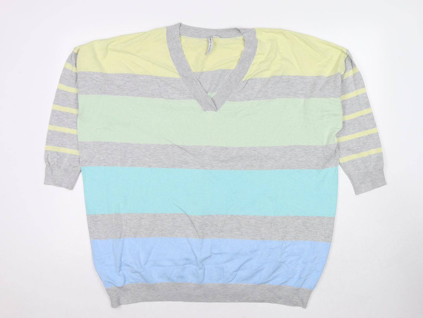 Capsule Womens Multicoloured V-Neck Striped Polyester Pullover Jumper One Size