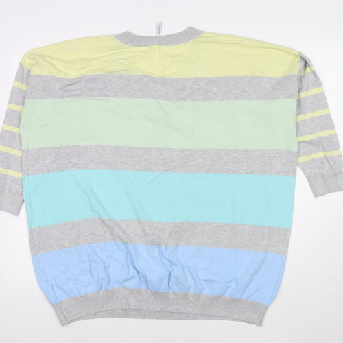 Capsule Womens Multicoloured V-Neck Striped Polyester Pullover Jumper One Size