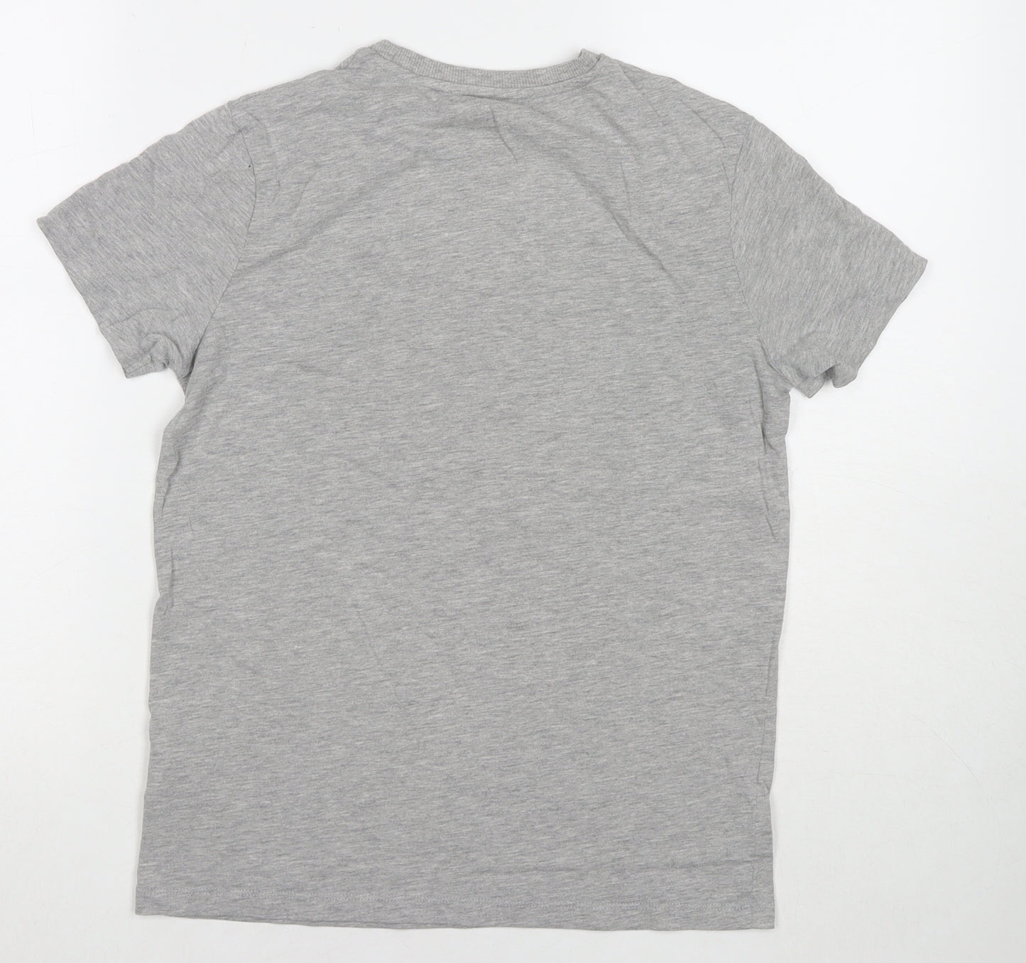 Marks and Spencer Boys Grey Cotton Basic T-Shirt Size 12-13 Years Round Neck Pullover - Space Icons Rocket