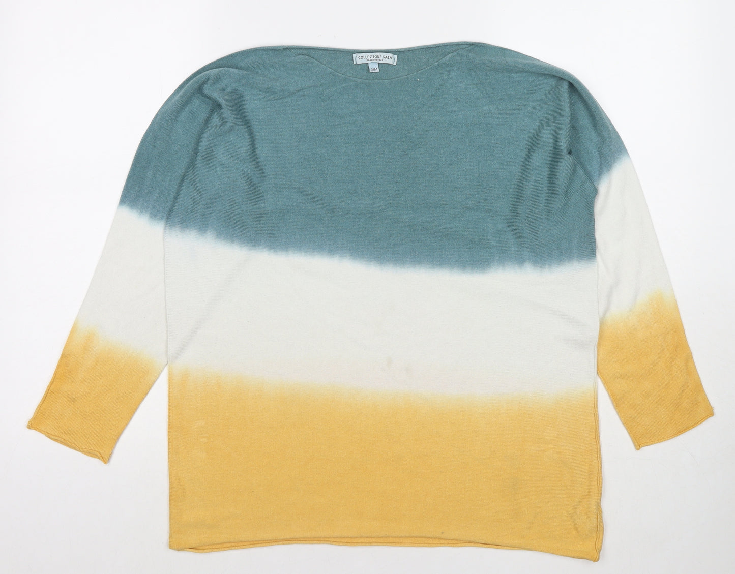 Collezione Gaia Womens Multicoloured Boat Neck Modal Pullover Jumper Size S - Size S/M