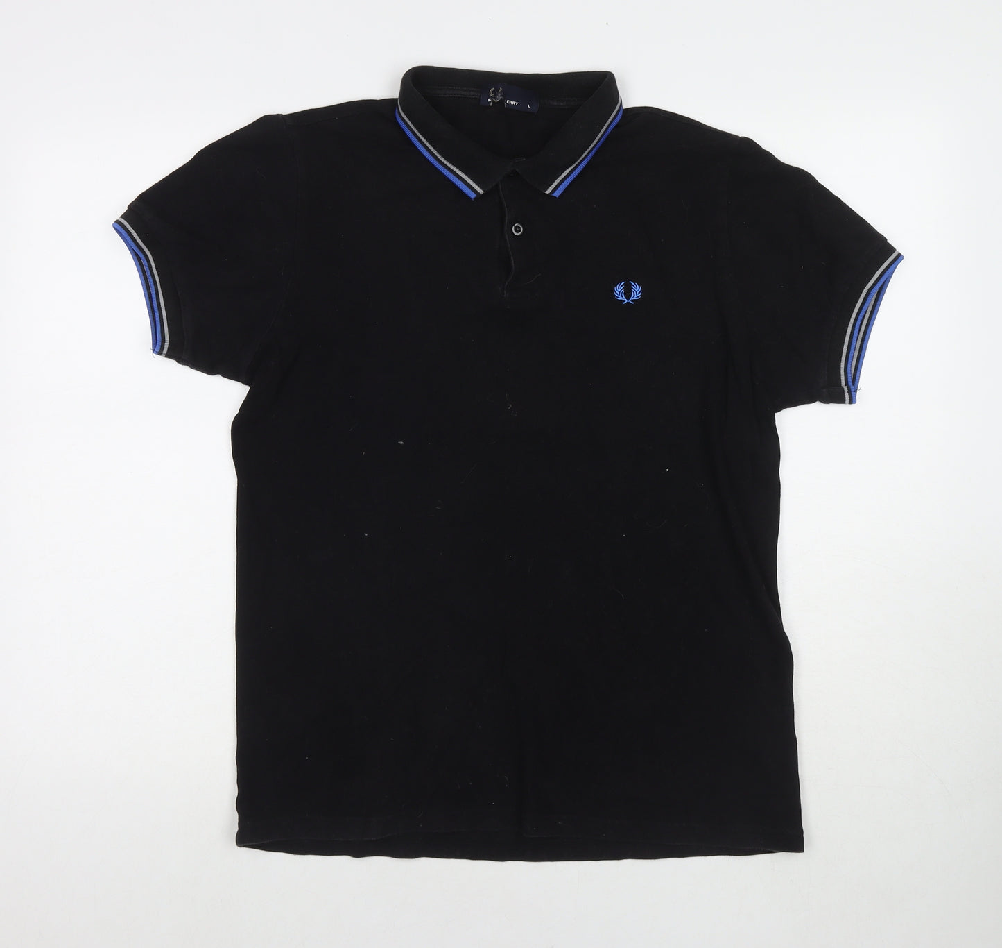 Fred Perry Mens Black Cotton Polo Size L Collared Pullover