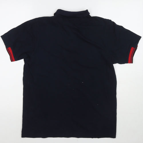 Fred Perry Mens Blue Cotton Polo Size L Collared Pullover