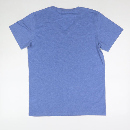 Russell Womens Blue Polyester Basic T-Shirt Size M V-Neck