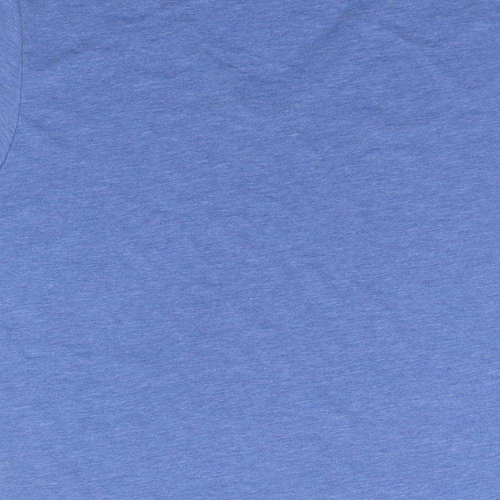 Russell Womens Blue Polyester Basic T-Shirt Size M V-Neck