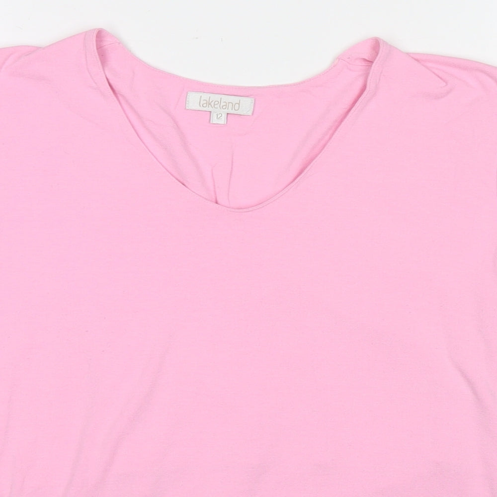 Lakeland Womens Pink Viscose Basic T-Shirt Size 12 V-Neck