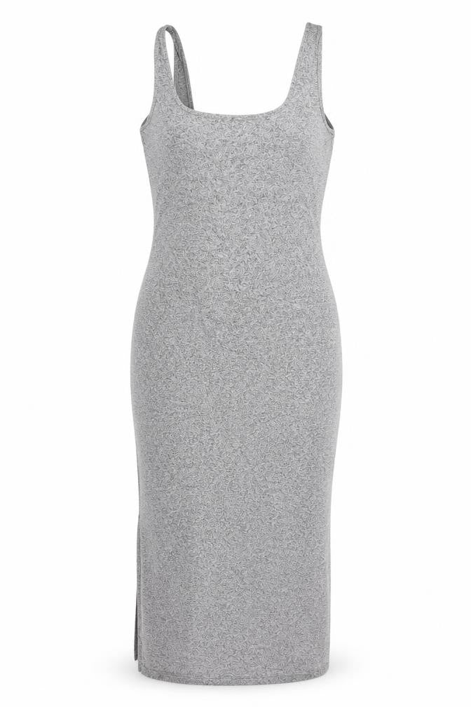ASOS Womens Grey Viscose Tank Dress Size 10 Scoop Neck Pullover - Side Slit(s)