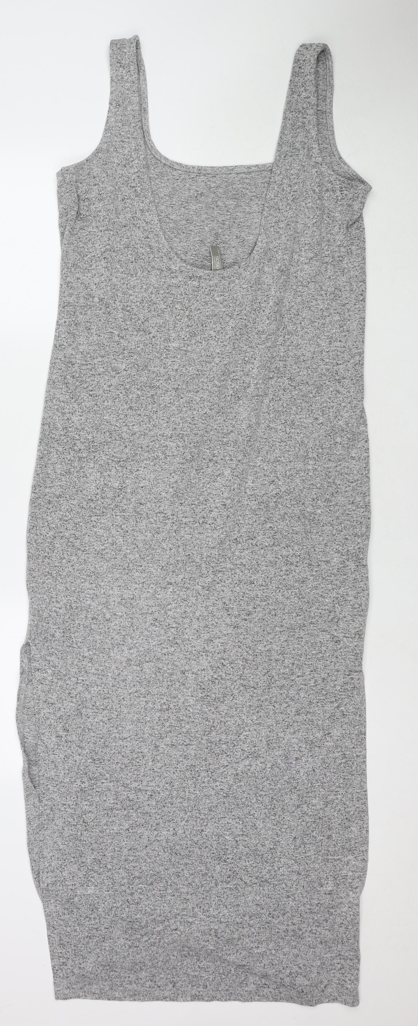 ASOS Womens Grey Viscose Tank Dress Size 10 Scoop Neck Pullover - Side Slit(s)