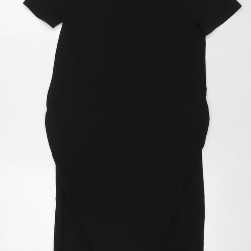 H&M Womens Black Cotton T-Shirt Dress Size 12 Scoop Neck Pullover