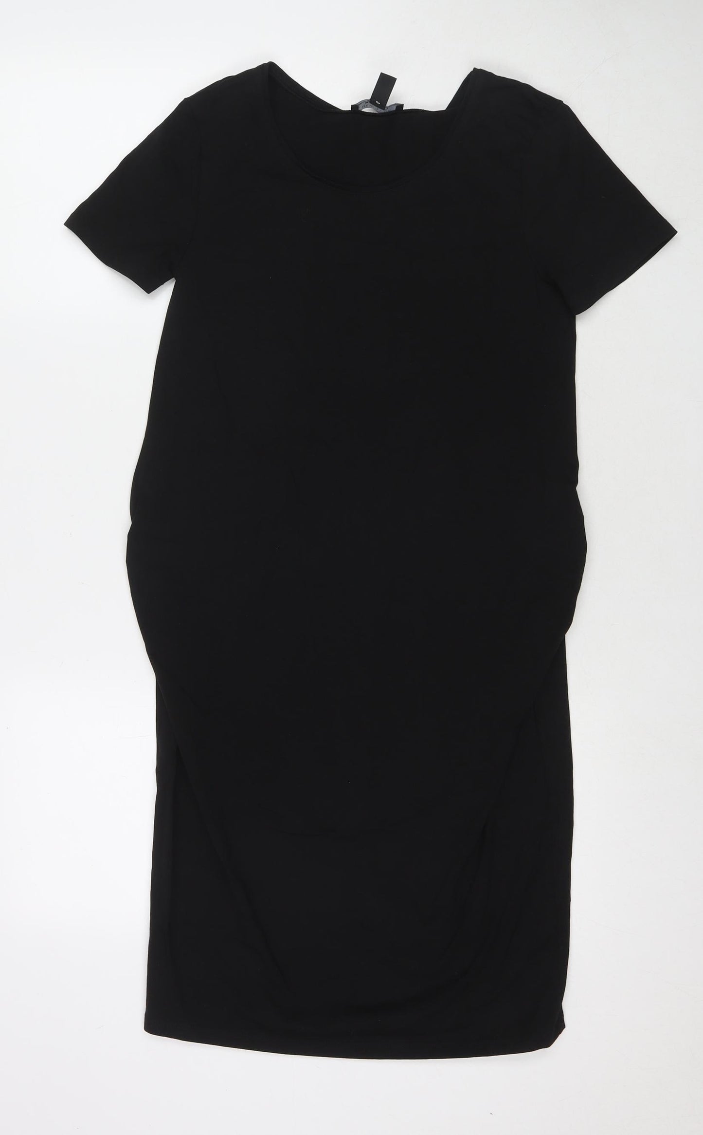 H&M Womens Black Cotton T-Shirt Dress Size 12 Scoop Neck Pullover