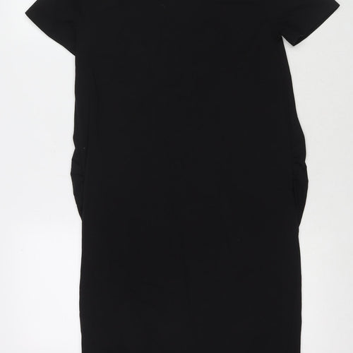H&M Womens Black Cotton T-Shirt Dress Size 12 Scoop Neck Pullover
