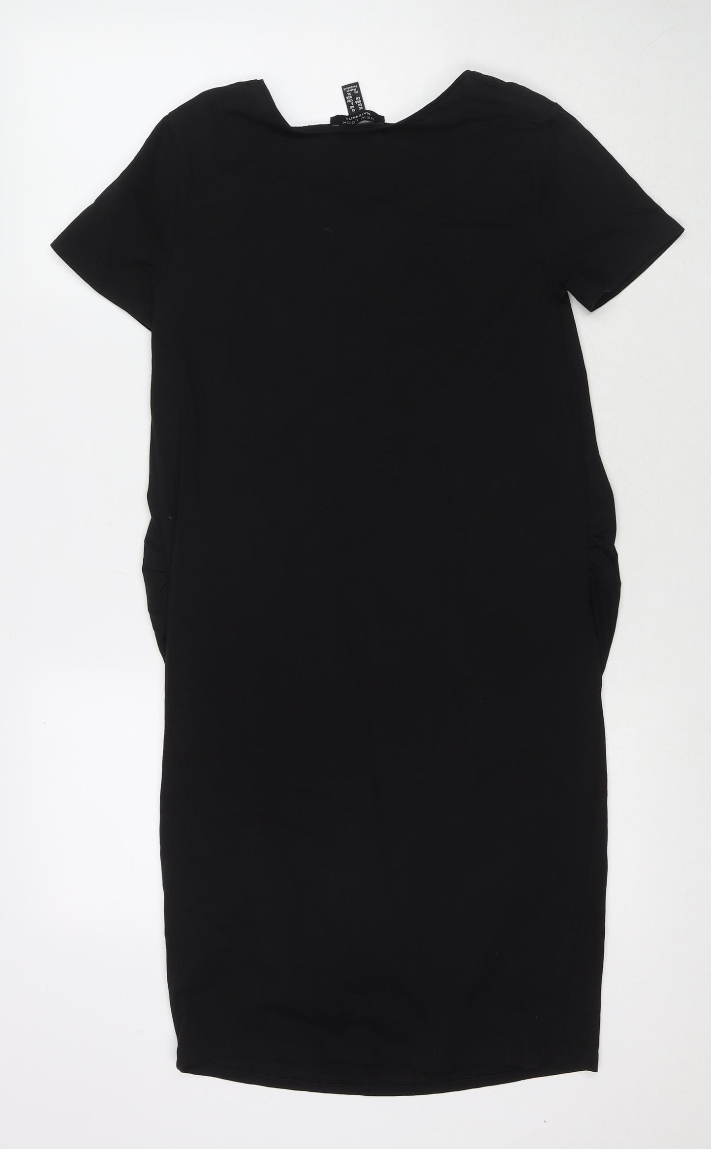 H&M Womens Black Cotton T-Shirt Dress Size 12 Scoop Neck Pullover