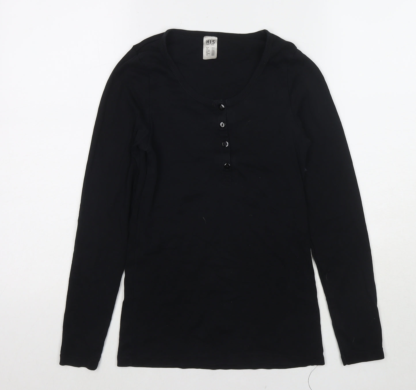 Henry L Siegel Womens Black Cotton Basic T-Shirt Size 14 Scoop Neck - Size 14-16