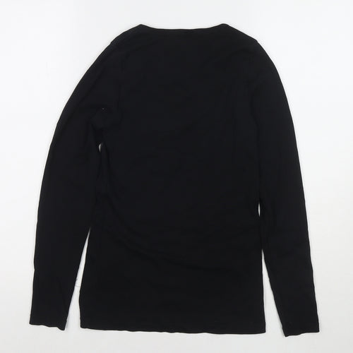 Henry L Siegel Womens Black Cotton Basic T-Shirt Size 14 Scoop Neck - Size 14-16