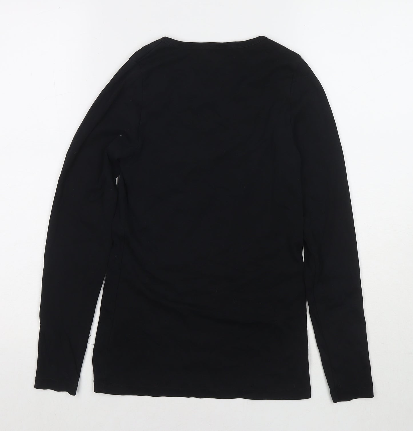 Henry L Siegel Womens Black Cotton Basic T-Shirt Size 14 Scoop Neck - Size 14-16